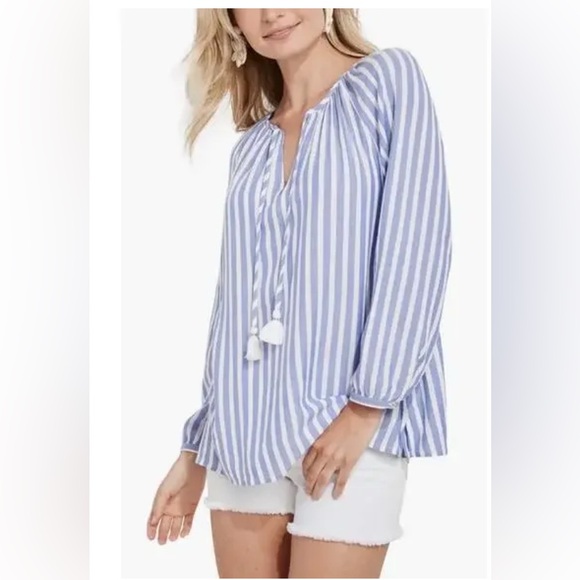 Vineyard Vines Tops - Vineyard Vines Women's Savannah Sail Stripe Popover Top in Blue NWT - Size Med